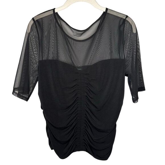NWT INC International Concepts Black Sheer Blouse Women's Large - Picture 1 of 7
